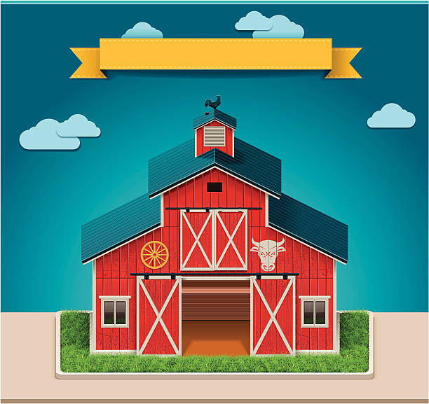 illustrazioni stock, clip art, cartoni animati e icone di tendenza di campagna fienile xxl icon - barn red old door