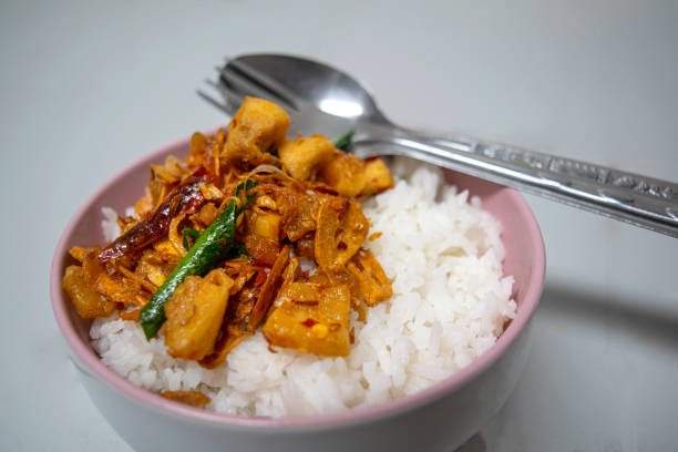 istock Herbal chilli, spicy hot on rice, is a Thai style food 1222346653