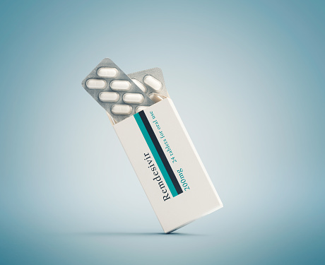 Studio shoot of open pack of Remdesivir pills