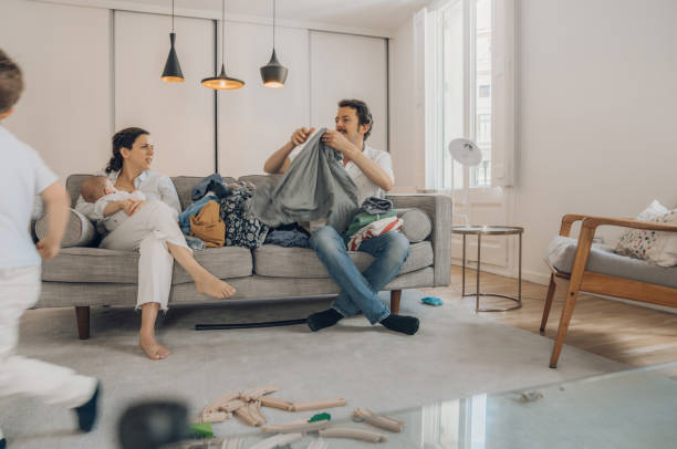 istock Family in messy house while in quarantine for COVID-19 1222350596