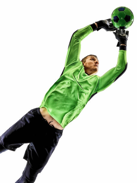 istock soccer player goalkeeper  man silhouette shadow isolated white background 1222351884