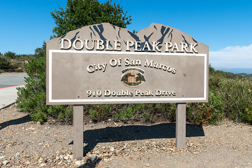 Double Peak Park in San Marcos. 200 acre park featuring a play area and hiking trails that lead to a summit.