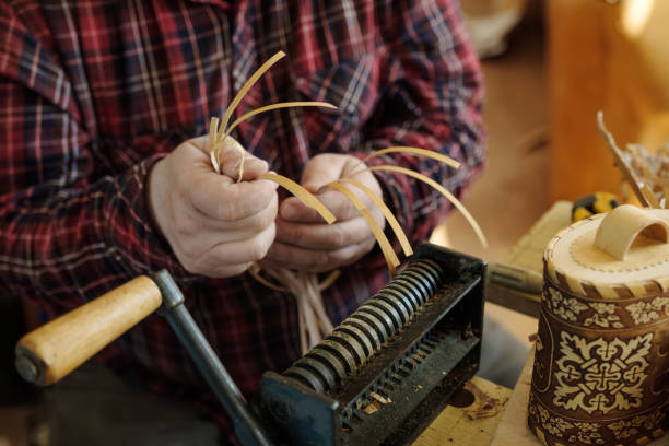 istock Make Russian traditional handmade container, made of birch bark 1222354736