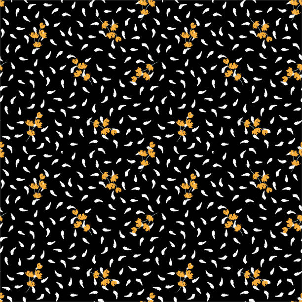 istock Small Yellow flowers Hand paint brushed stroke Seamless pattern on white brush minimal mood texture vector EPS10,Design for fasion,fabric,web,wallpaper,wrapping and all prints 1222356777