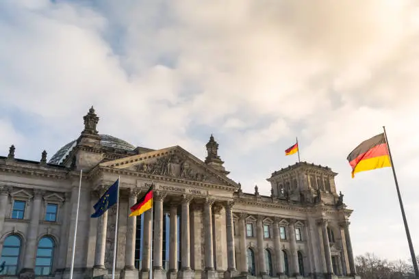 Façade of Reichstag building. Berlin, Germany