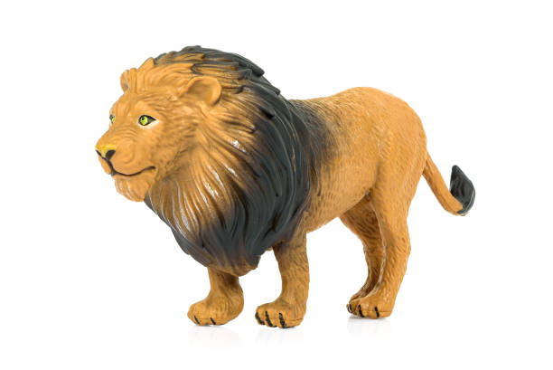 istock Lion toy figure on white background 1222364321