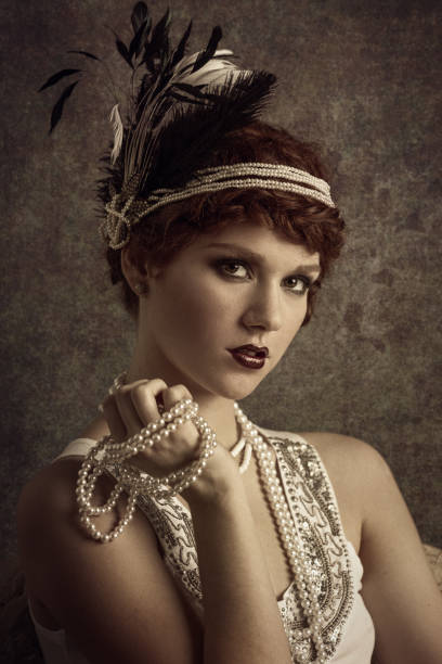 istock Retro woman with pearl necklace 1222365795