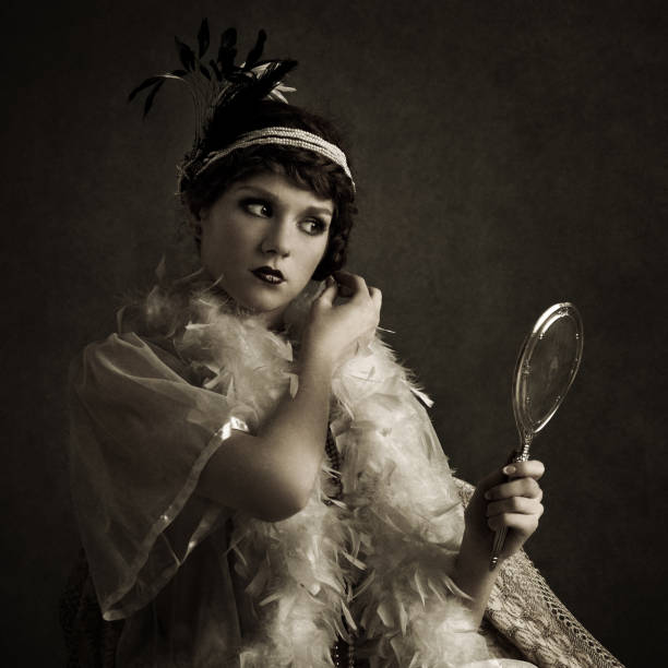 istock Retro woman looking in the mirror 1222367256