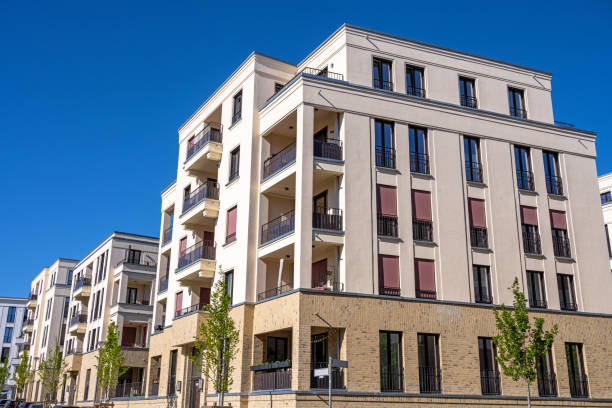 istock Modern beige apartment houses 1222369383