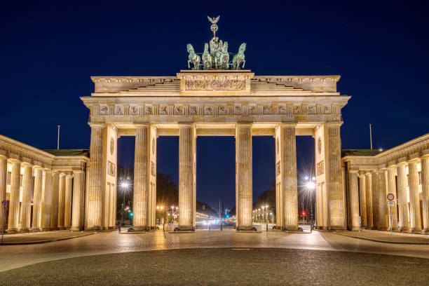 istock The famous illuminated Brandenburg Gate 1222369407