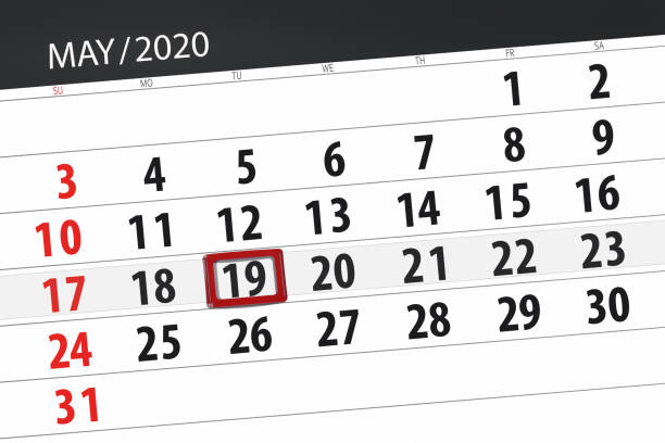 istock Calendar planner for the month may 2020, deadline day, 19, tuesday 1222370150