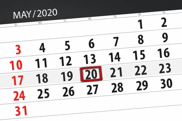 istock Calendar planner for the month may 2020, deadline day, 20, wednesday 1222370151