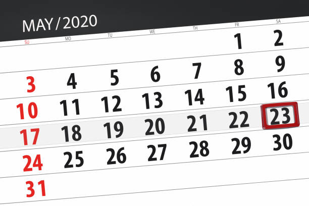 istock Calendar planner for the month may 2020, deadline day, 23, saturday 1222370947