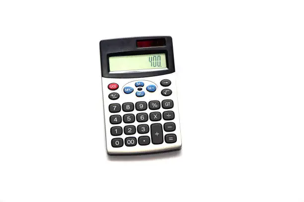 Four hundred on Electronic calculator on White background.