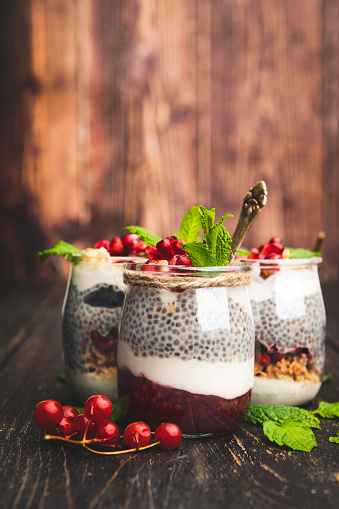 Chia seed pudding with pomegranate