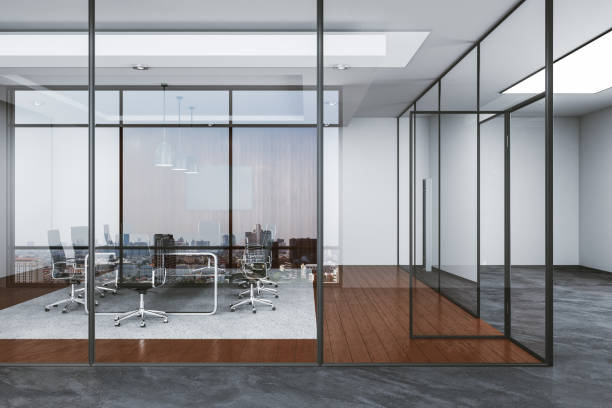 istock Contemporary conference interior with city view 1222372907