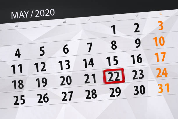 istock Calendar planner for the month may 2020, deadline day, 22, friday 1222373371