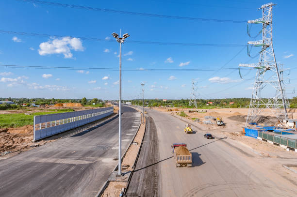 istock Construction site of the wide highway. 1222375210