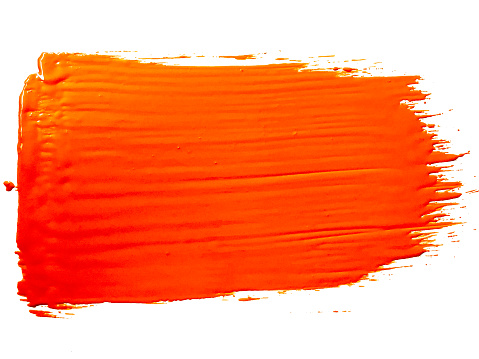 Red orange brush stroke on white background