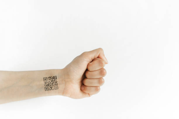 istock Hand with QR Code on wrist. Future of political population control. Chipization of people. 1222377653