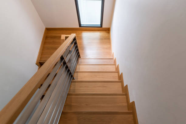 istock Minimalistic stairs in modern villa interior 1222378706