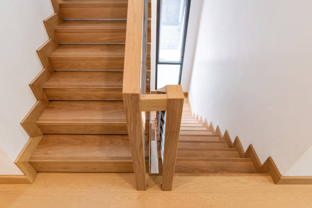 istock Minimalistic stairs in modern villa interior 1222378732