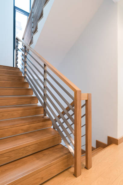 istock Minimalistic stairs in modern villa interior 1222378756