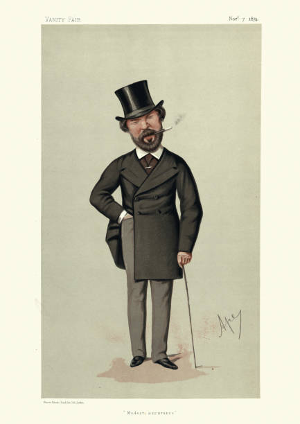 illustrations, cliparts, dessins animés et icônes de henry labouchere, un homme politique anglais et propriétaire de théâtre, caricature - illustration and painting politician antique old fashioned