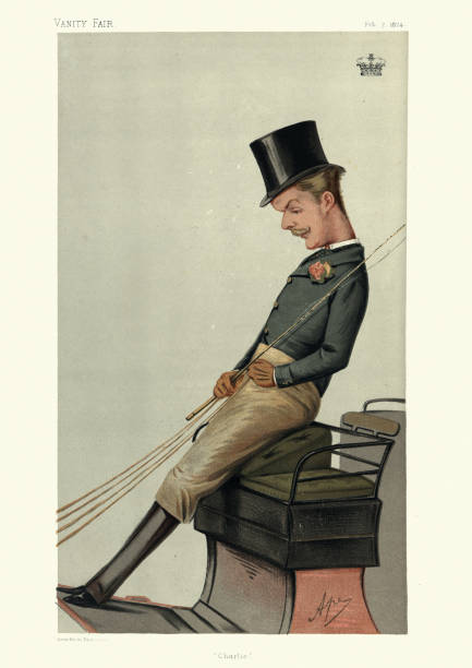 illustrations, cliparts, dessins animés et icônes de lord carrington au volant d’une voiture, caricature vanity fair - illustration and painting politician antique old fashioned