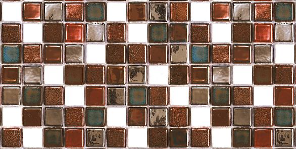 Colored mosaic glass ceramic tiles on the wall background