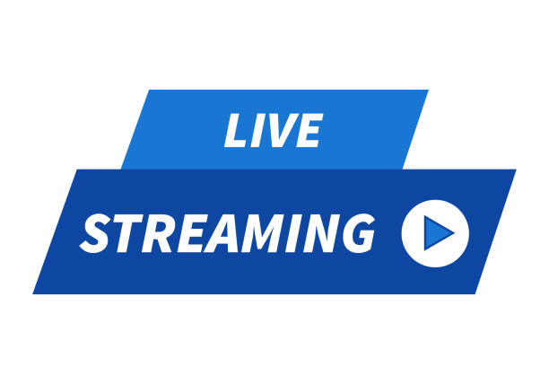 Live streaming flat vector banner, channel stream. Live streaming flat vector banner, channel stream icon. professional video camera stock illustrations