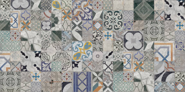 lindo padrão sem emendas colorido marroquino, português e azulejo decoração de fundo de azulejo - seamless tile fotos - fotografias e filmes do acervo