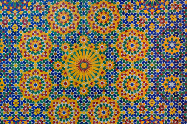 moroccan decorative mosaic tiles texture - morocco islam pattern arabia imagens e fotografias de stock