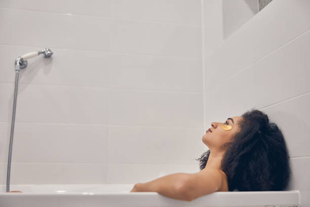 istock Dreamy woman looking up at the ceiling 1222387986