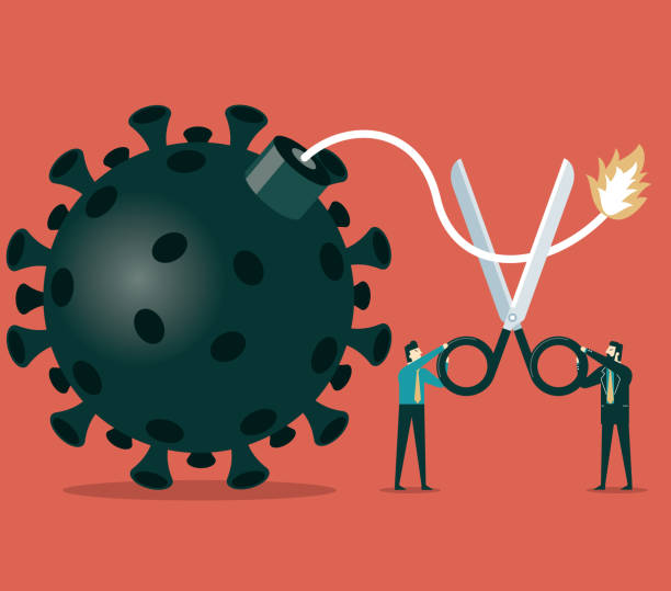 остановить распространение коронавируса - bomb exploding vector problems stock illustrations