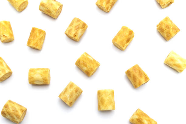 istock Biscuit roll filling with cream flavour isolated on white background. 1222390733