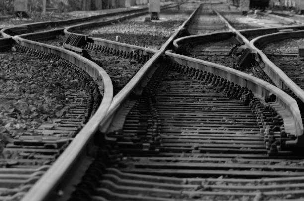 istock Railway track in Black and White 1222391782