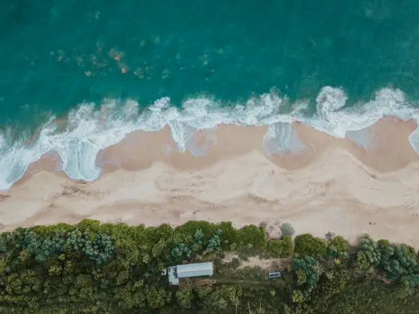 Photo of Beautiful view of ocean beach. Drone shot