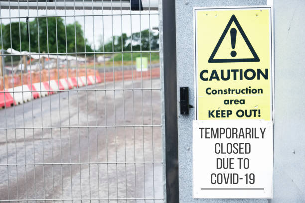 istock Closed construction site sign due to Coronavirus Covid-19 1222397775