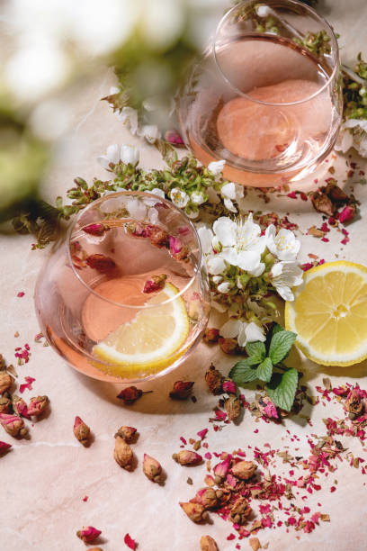istock Pink rose champagne or lemonade 1222397978