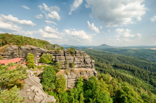 Pravcicka Brana Natural Arch Pravcicka Brana Natural Arch at Bohemian Saxon National Park pravcicka stock pictures, royalty-free photos & images