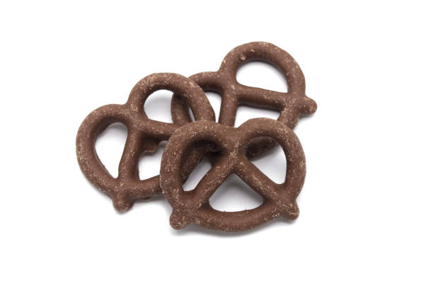 istock Pretzel with Chocolated biscuit flavored and coated chocolated cream on white background. 1222398142