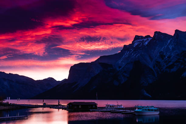 Sunrise over Lake Minewanka. Banff National Park, Alberta, Canada