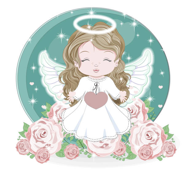 Baby Angel With Hearts Stock Illustration - Download Image Now - Angel, Baby  - Human Age, Cute - iStock