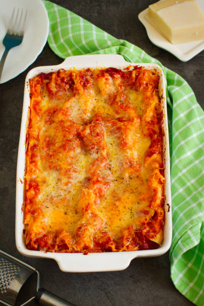 istock Traditional vegetable and cheese lasagna in ceramic casserole dish 1222407480