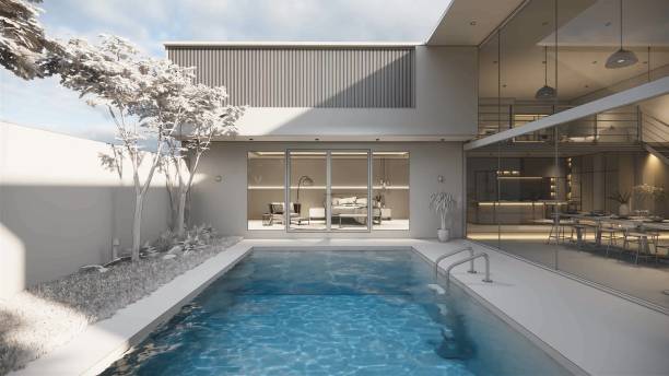 istock 3d rendering. Interior house modern open living space with kitchen.Loft style Duplex apartment residence.Home decoration luxury  interior design. 1222411070