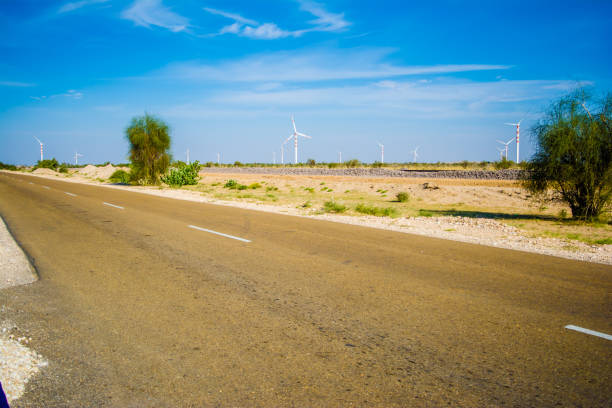 Highway, path, road in Desert of Rajasthan, India
