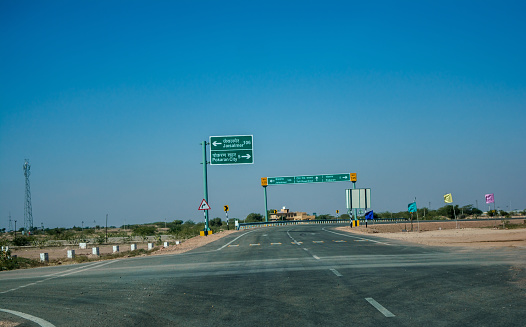 Highway, path, road in Desert of Rajasthan, India