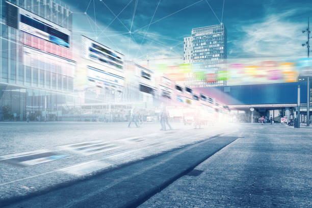 5G network concept, wireless systems and internet of things, big data, zuidas, online shopping, connecting people, business area, AR data stream, smart city, cloud computing, Amsterdam, picture, photo
