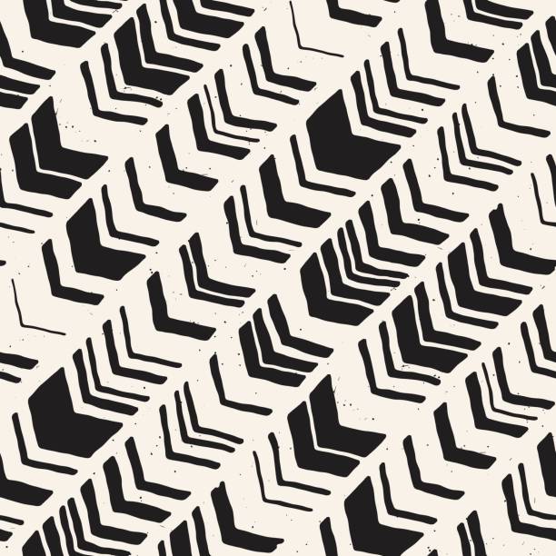 黒と白のシームレスな手描きスタイルシェブロンパターン。抽象ベクターの背景 - chevron pattern zigzag doodle点のイラスト素材／クリップアート素材／マンガ素材／アイコン素材